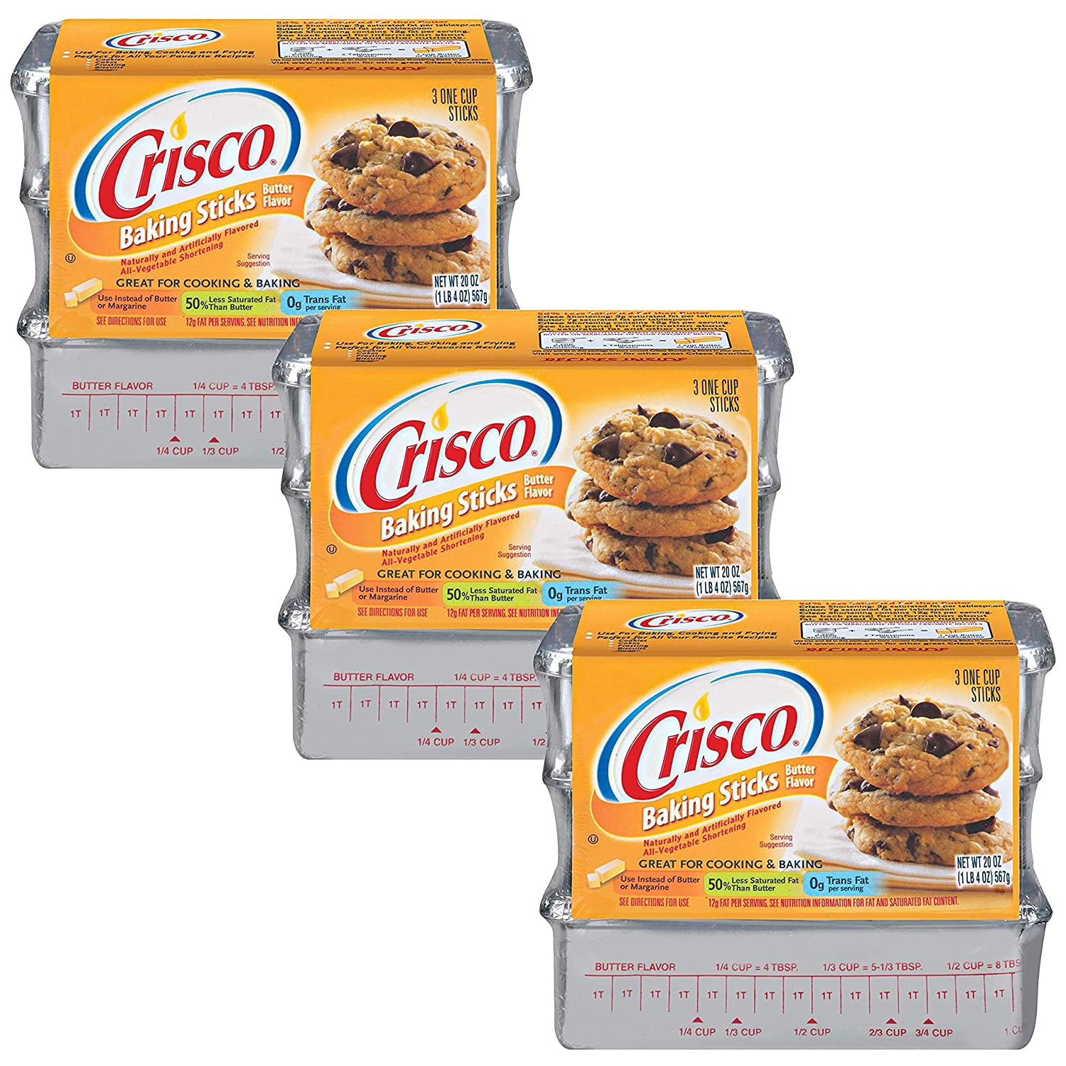 Butter Flavored Crisco Shortening Sticks(3 packages of 3 sticks each