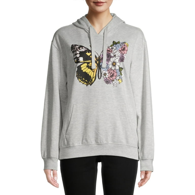 Butter Flower Juniors Graphic LS Hoodie Pullover Fleece Walmart