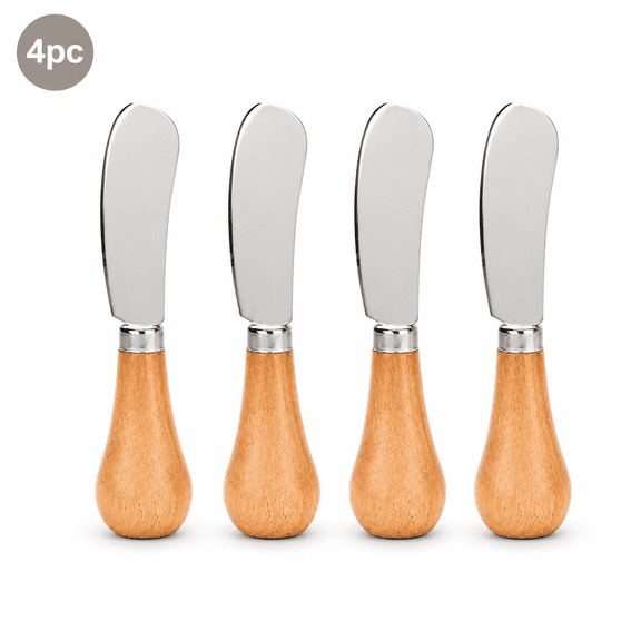 Butter Knife with Wooden Handle, Standing Butter Spreader Knife for Butter, Jam, Cheese, Fruit and Spreads, Stainless Steel Kitchen Utensil for Breakfast, Baking and Dining