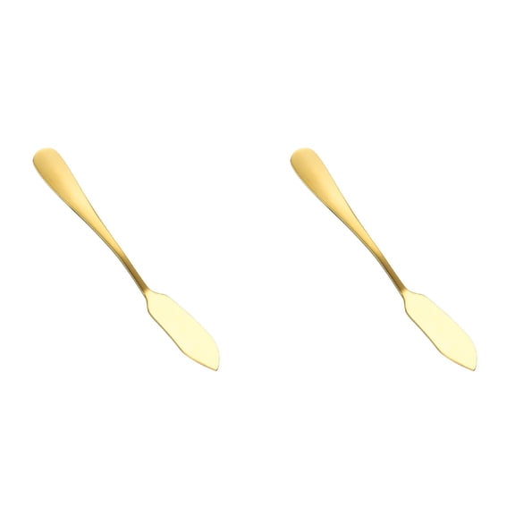 Butter Knives 2 Pcs Stainless Steel, Cheese Butter Spreader Knife Set for Cold Butter Cream Cheese Jam Pastry, Multipurpose Kitchen Utensil for Spreading and Serving, Gold, One Size