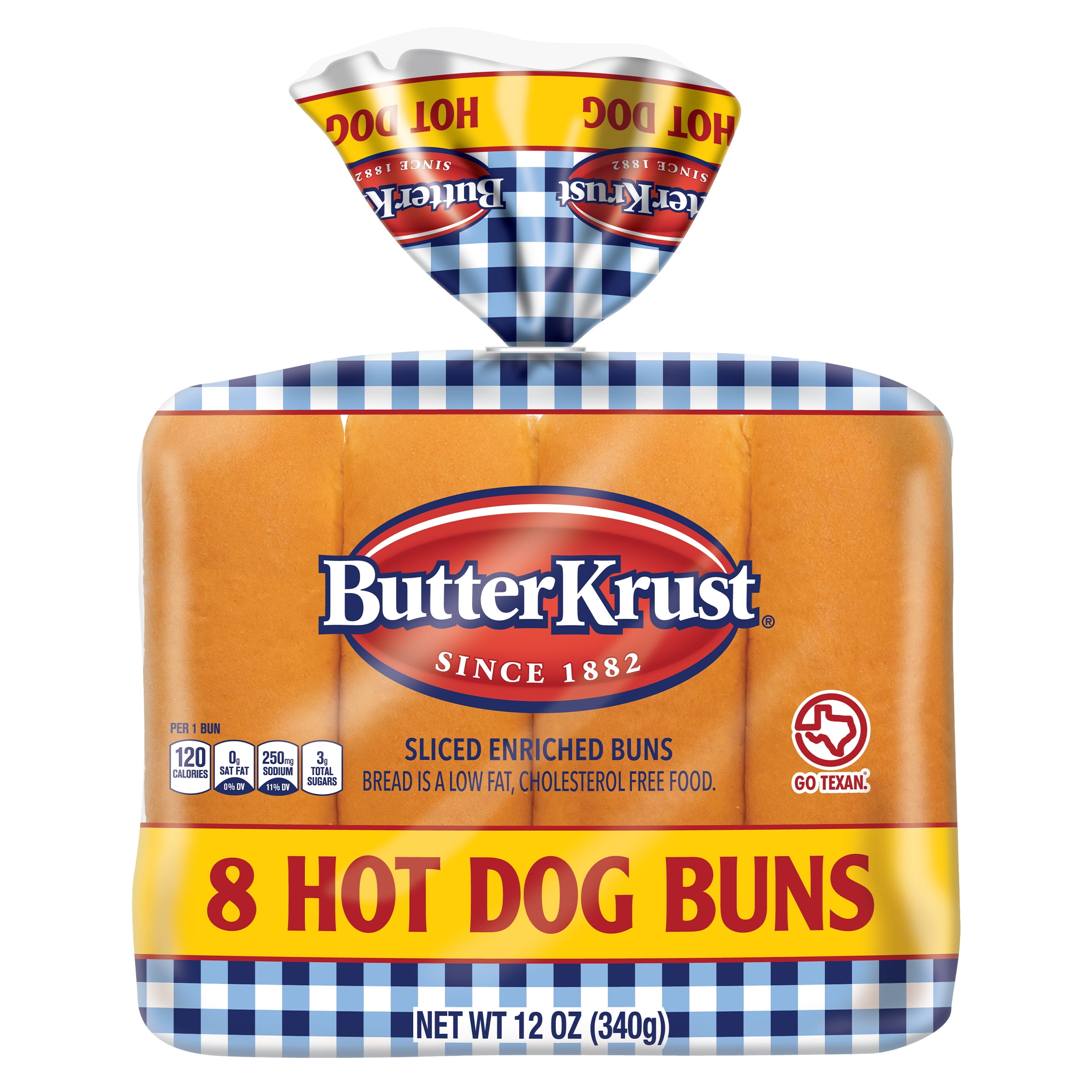 Butter Krust Hot Dog Buns, Sliced White Bread Hot Dog Buns, 8 Count, 12 Ounce