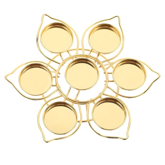 KALLORY Engraved Candles Holder Ghee Lamp Holder Golden Alloy Decorative Ornament Use 1Pcs