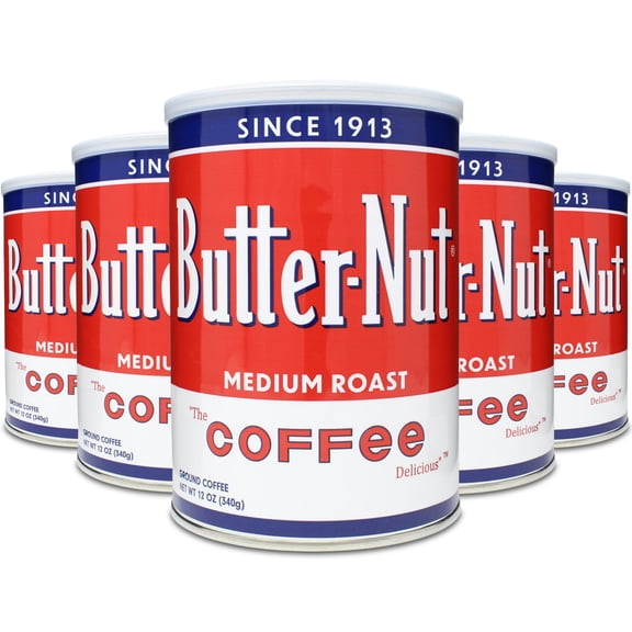 Butter-Nut Original Blend Ground Coffee, Medium Roast, 12 oz Steel Can (6 Pack)