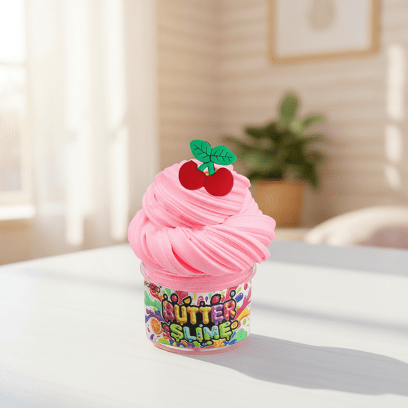 Butter Puree Scented Slime Pink Stress Relief Putty Inch Screw-Top Container for Creative Adult Sensory Play and Desktop Relaxation