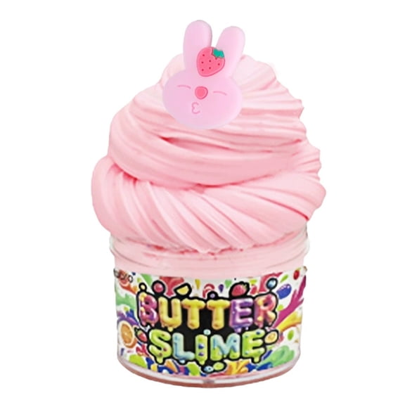 Butter Puree Slime Toy, Crafted With Soft Creamy Texture & Malleable Material, Equipped With Strawberry - Adorned Bunny Figure, For Children And Craft Enthusiasts Engaged In