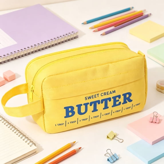 Butter Shape Pencil Case, Large Capacity Multi Purpose Storage Bag for Pens, Makeup, Stationery, Office, Office and Everyday Organization