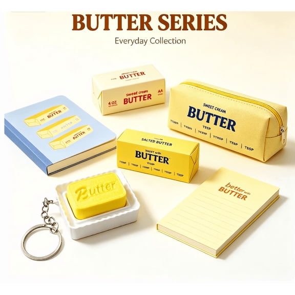 Butter Shaped Fidget Keychain – Cute Food Style Stress Relief Toy Pendant – Creamy Press and Release Fidget Accessory for Bag and Keys