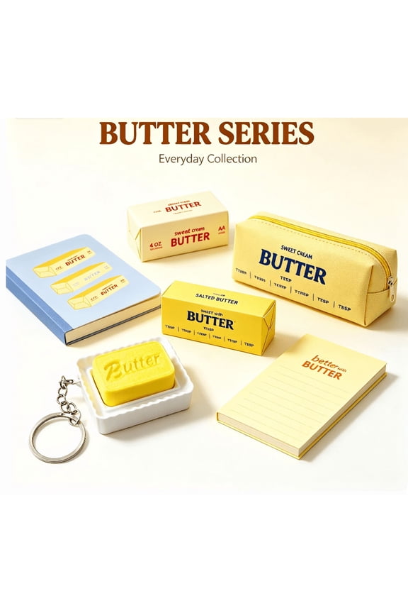 Butter Shaped Fidget Keychain – Cute Food Style Stress Relief Toy Pendant – Creamy Press and Release Fidget Accessory for Bag and Keys
