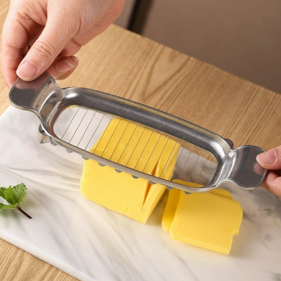 Butter Slicer Cheese Slicer Stainless Steel Cheese Cutter Ergonomic Wire Slicer For Butter Cheese Block Kitchen Tool Easy Clean Uniform Slices Food Prep Cutter