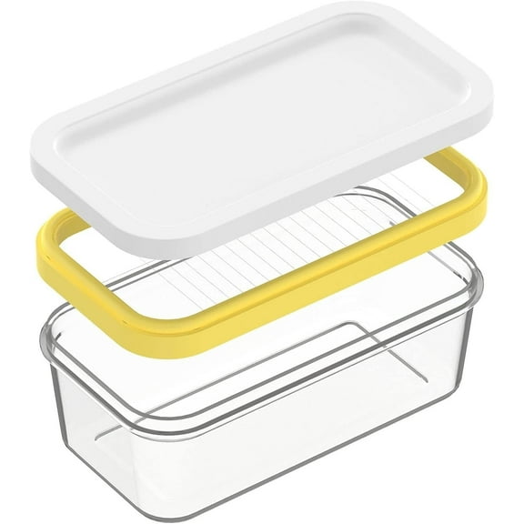 Butter Slicer Cutter, Stick Butter Container Dish with Lid for Fridge, Easy Cutting Two 4oz Sticks (Not Airght, Small, boxed)