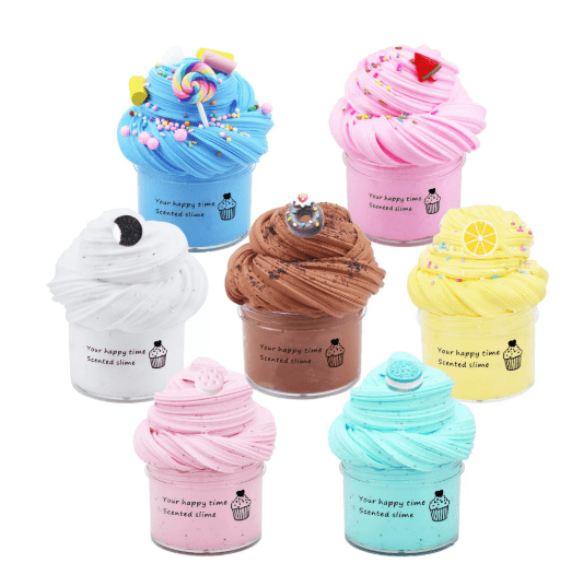 Butter Slime Kit, 1 Pack 60ml Slime Sludge Toy with Charm Fruits Scented Stress Relief Sensory Toy Slime
