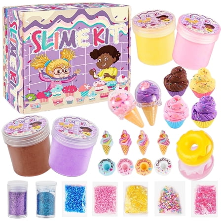 Butter Slime Kit for Girls Boys, Soft & Non-Sticky DIY Slime Kit for Kids Ages 6-12, Stress Relief Toys, Birthday Gift & Party Favors
