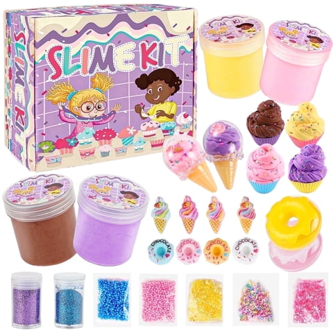 Butter Slime Kit for Girls Boys, Soft & Non-Sticky DIY Cloud Slime Set for Kids Ages 6-12, Stress Relief Toys, Birthday Gift & Party Favors