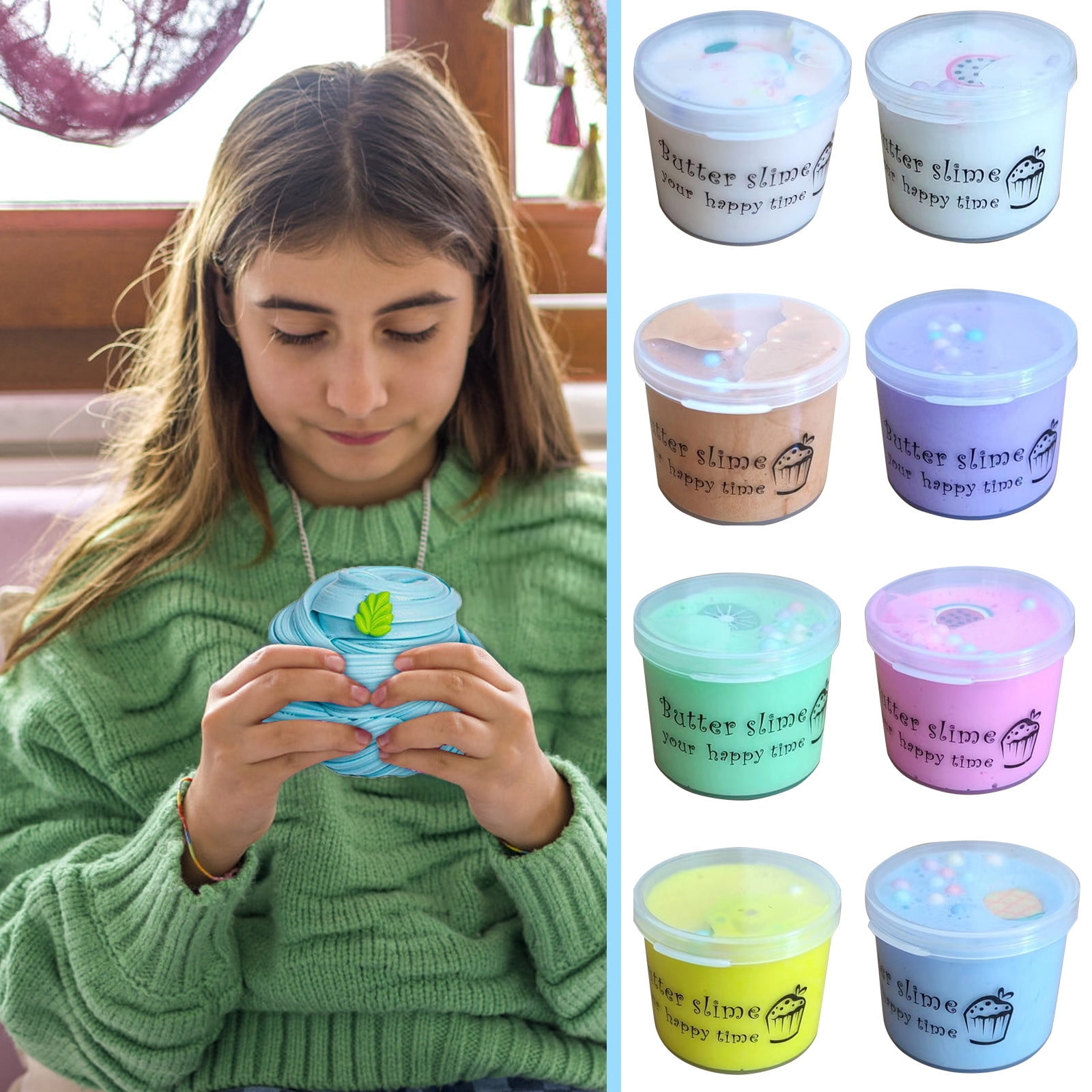 Jumbo Butter Slime Kit For Girls Ages 8-10-49 Pcs W