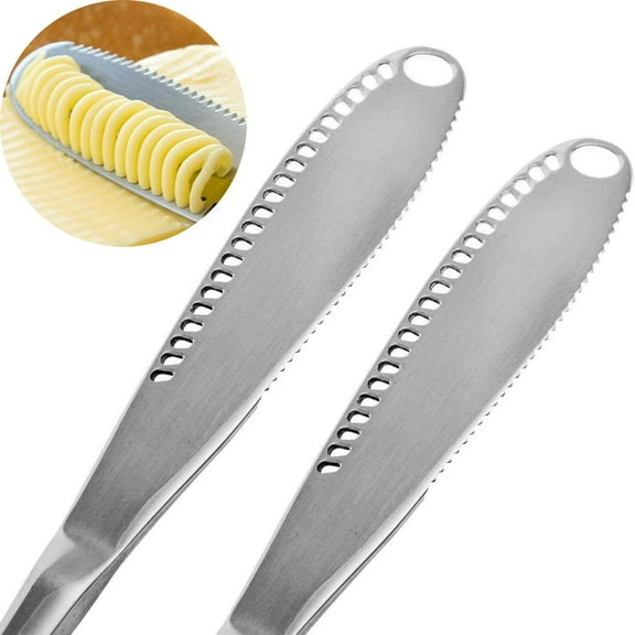 Butter Spreader Knife,3 in 1 Slicer Curler Butter Knife with Serrated Edge