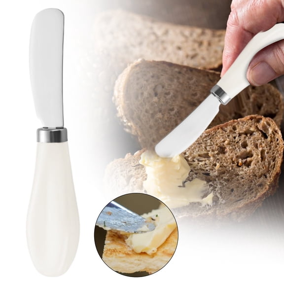 Butter Spreader Knife,Stainless Steel Blade with Elegant Ceramic Handle,For Jam Cheese Bread Spreading,1PC,White