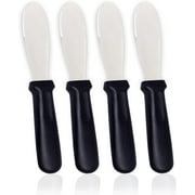 Butter Spreader Knives | 4 PCS Wide Blade Stainless Steel Spreader Knife | Black Plastic Handle Spreading Knives