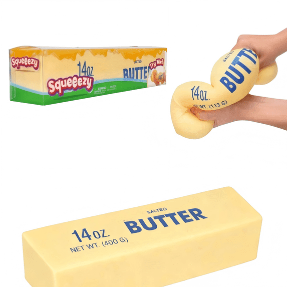 Butter Squishy 14oz Jumbo Squishy Stick of Butter - Realistic Slow Rising Food Fidget for Stress Relief & Anxiety Relaxation