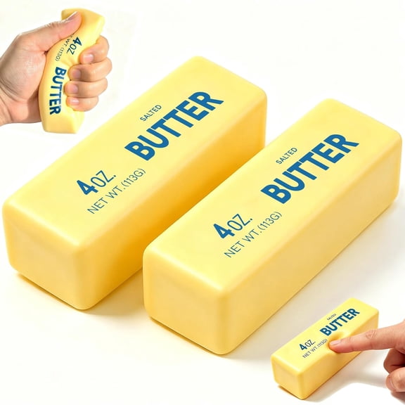 Butter Squishy, Slow Rising Butter Squeeze, Cream Scented Butter Squeeze, Stress Relief for Relaxation, Soft & Safe PU Great for Home Office School (Yellow) - 2pcs