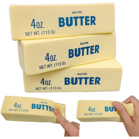 Butter Squishy, Slow Rising Squishy, Taba Squishy, Stress Balls，Stress Relief & Fidget Toys for ADHD, Party Favor Gift (Butter stick-3pcs)