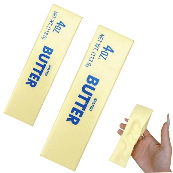 Butter Squishy Toys, 2026 New Squeeze Stress Balls, Realistic Butter Stick Soft Squeeze Toys, Upgrade Stress Relief Fidget Toys, Wet Slow Rebound Sensory Toys for Adults Kids Easter Gifts 2pcs YELLOW