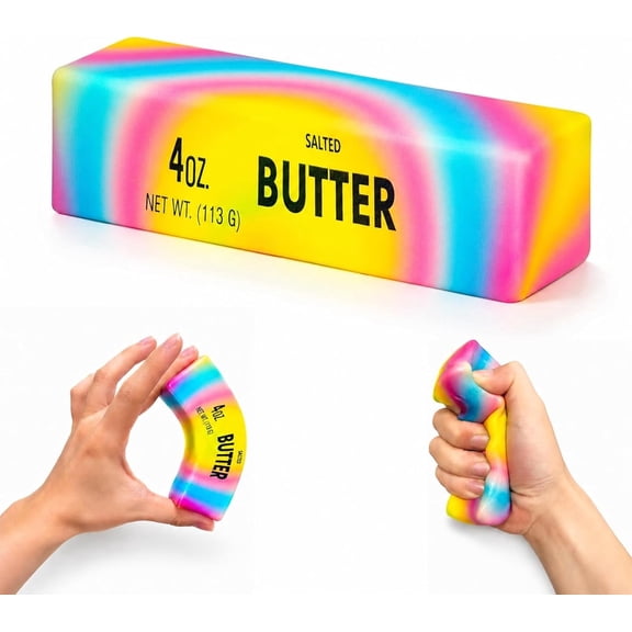 Butter Squishy - Ultra-Soft Slow Rising Realistic Rainbow Butter Stick Fidget Toys, 5.2" Soft PU Fidgets, Cute Desk, Party Favor Birthday for Adults & Anxiety Relaxation