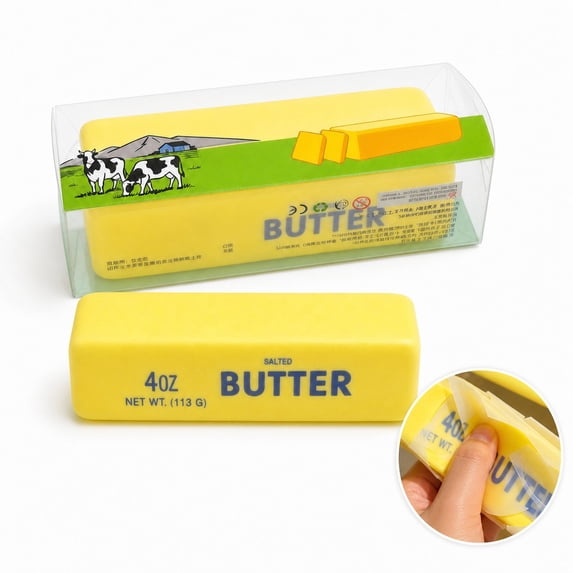 Butter Stick Squishy Toy, Fake Food Fidget Toy with Peelable Wax Paper, Slow Rising PU Stress Relief Squeeze Toy, Funny Novelty Gag Gift for Party Holiday Exchange