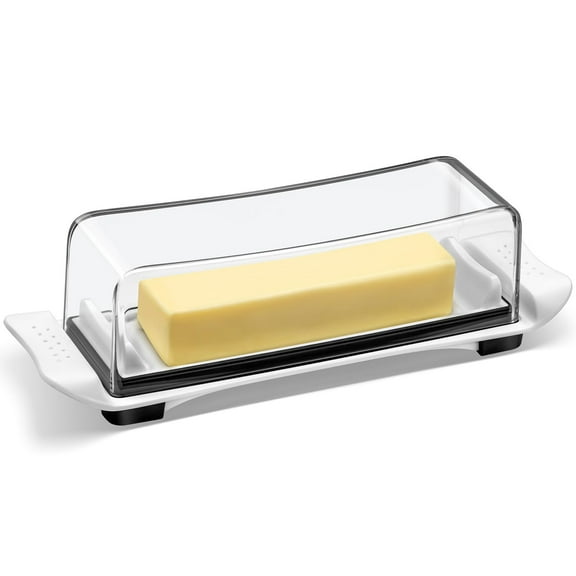 Butter Storage Container, Airtight Butter Dish with Clear Lid for Kitchen, Refrigerator Butter Keeper, White