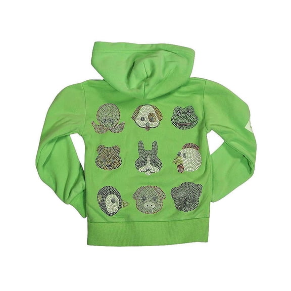 Butter Super Soft Long Sleeve Screen Print and Embellished Zip Hoodie Sweatshirt, 33618 neon lime animals / 5