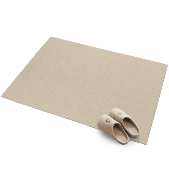 Butter Tan Entryway Rug 2'x3' Rustic Minimalist Solid Color Beige Linen Texture Small Area Rug Non-Slip Front Door Mat Washable Floor for Front‑Door Area, Kitchen Sink Zone, Bathroom