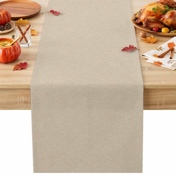 Butter Tan Table Runner, Rustic Minimalist Solid Color Beige Linen Texture Cotton Linen Kitchen Table Decoration Washable Dining Tabletop Runners for Home Party Decor 13x60 Inches
