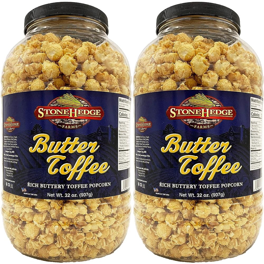 Butter Toffee Flavored Popcorn Barrel 2 Pack 32 Ounces Each Made