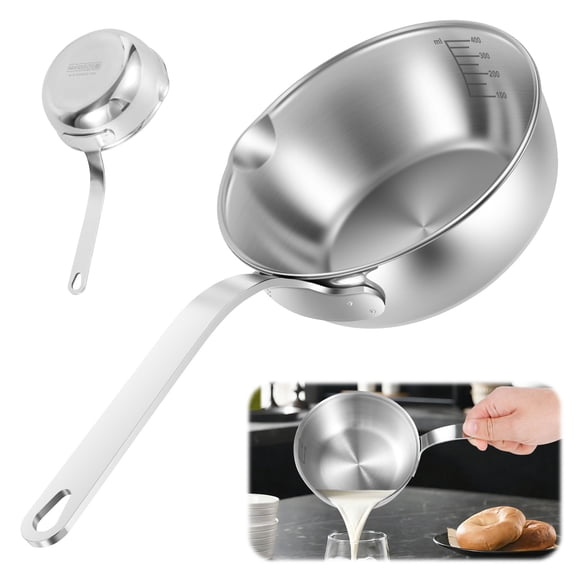 Butter Warmer 13.5oz Stainless Steel Mini Butter Melting Pot with Pour Spout Nonstick Coffee Milk Warmer Chocolate Melter Egg Frying Pan for Induction Cooker Gas Stove