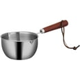 thumbnail image 1 of Butter Warmer Stainless Steel Pot:Chocolate Melting Pot with Wooden Handle,Dual Pour Spout Milk Warmer Pot,Small Heating Cookware for Stove,Induction Cooker (200ml), 1 of 7