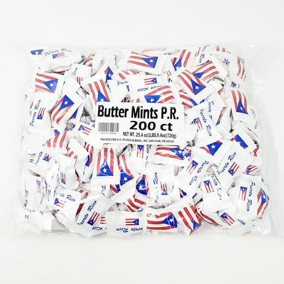 Butter White Mines with Puerto Rico Flags Design 200 count