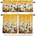 thumbnail image 1 of Butter-fly Orange Kitchen Curtains and Valance Set, Farmhouse Window Curtain Valance 54''''x18'''', Vintage Country Rustic Aesthetic Art Small Short Half Tier Curtains for Bathroom Cafe 55x36 Inch, 1 of 1