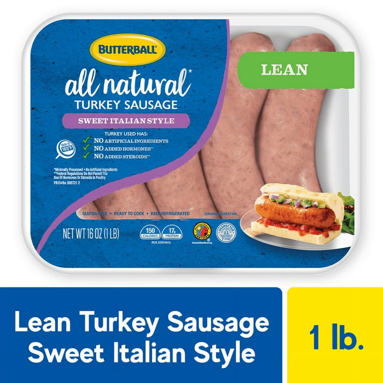 Butterball All Natural Ready-To-Cook Sweet Italian Style Turkey Sausage, 1  lb.