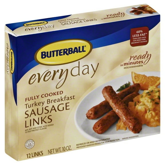 Butterball Full Cooked Turkey Breakfast Sausage Links, 10 Oz., 12 Count