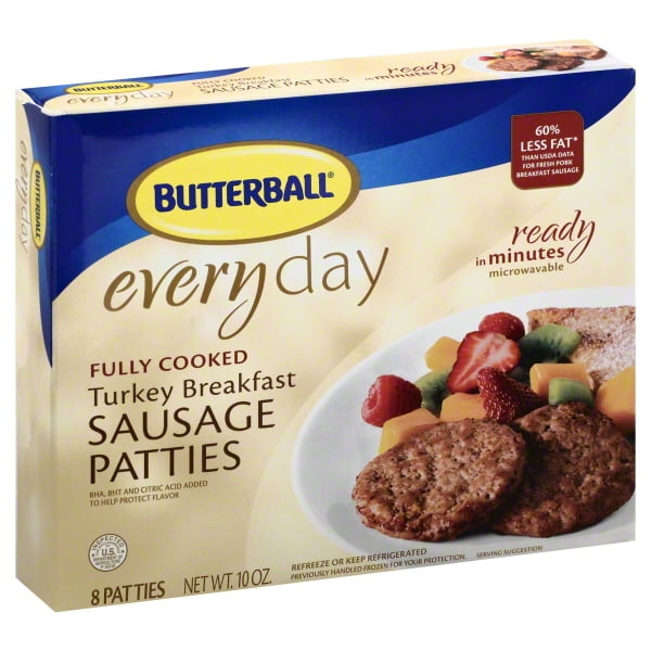 Butterball Fully Cooked Turkey Breakfast Sausage Patties, 10 Oz., 8 Count