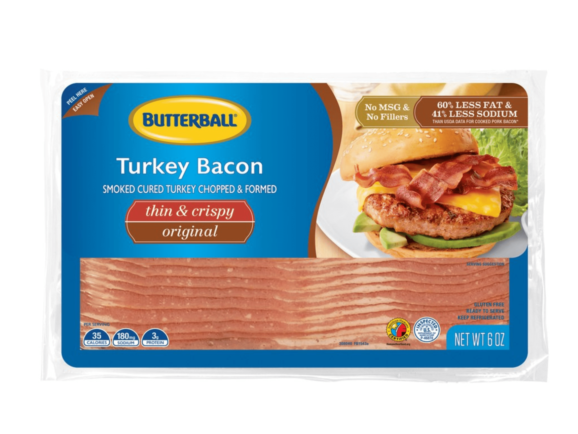 Butterball Smoked Turkey Bacon, 6 oz Pack