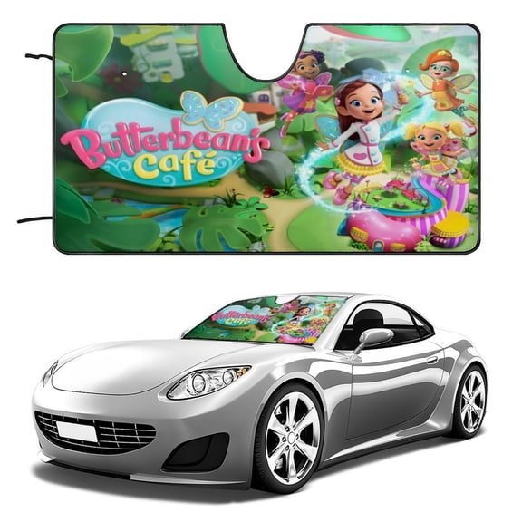Butterbean's Cafe-theme Windshield Sun Shade Front Protector Folding Car Sun Visor Blocks Uv Rays Keeps Your Vehicle Cool52in*28in(130cm*70cm)