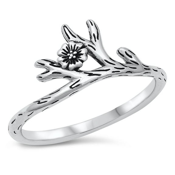 Buttercup Flower Branch Wholesale Ring .925 Sterling Silver Band Jewelry Female Male Unisex Size 5