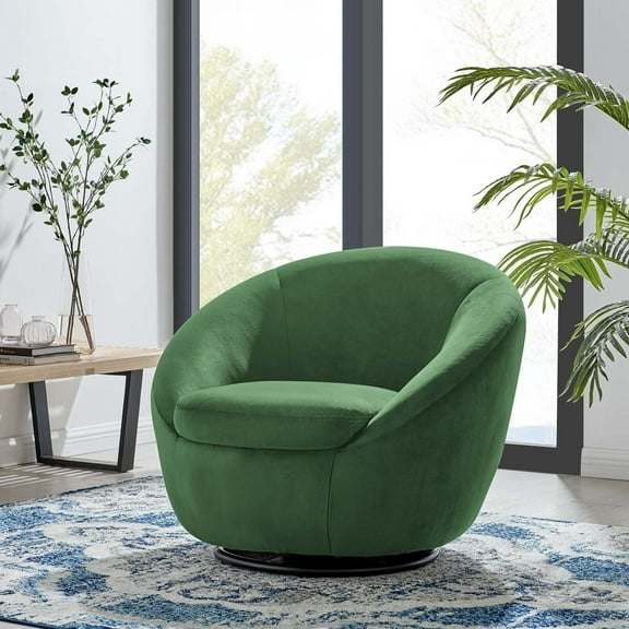 Modway Buttercup Performance Velvet Swivel Chair in Black Emerald