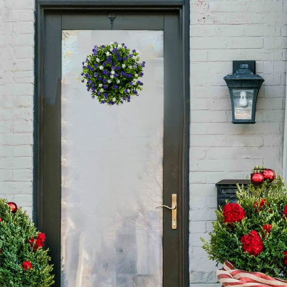 Buttercup Yellow Spring-Summer Door Wreath - 13in Plastic Floral Garland for Front Porch Decor, All-Weather Curb Appeal & Housewarming Gift, Easy-Hang Design with Rust-Proof Hook