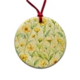 thumbnail image 1 of Buttercups Yellow Flowers Floral Christmas Tree Holiday Round Ceramic Ornament, 1 of 7