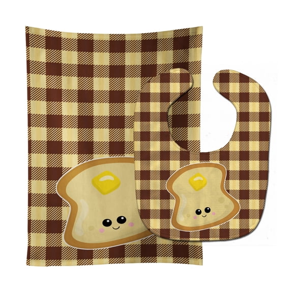 Buttered Toast Face Baby Bib and Burp Cloth