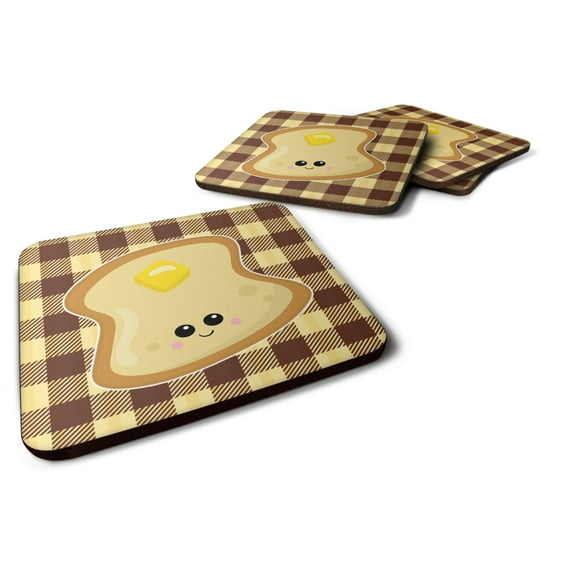 Buttered Toast Face Foam Coaster Set of 4