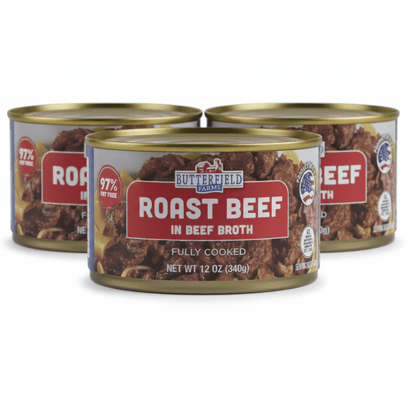 Butterfield Farms Roast Beef in Beef Broth, (Pack of 3) 12 oz Can