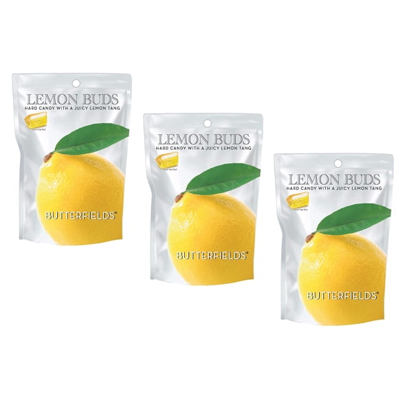 Butterfields Candy - Gourmet, Old-Fashioned Hard Candy - LEMON Buds | Gluten Free | Made with 100% Real, Pure Cane Sugar | Handcrafted in the USA- 2.5 oz. (Pack of 3)