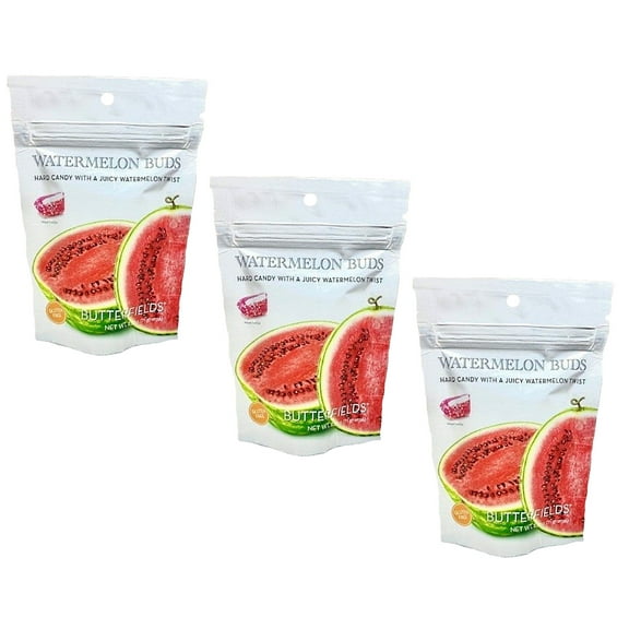 Butterfields Candy - Gourmet, Old-Fashioned Hard Candy - WATERMELON Buds | Gluten Free | Made with 100% Real, Pure Cane Sugar | Handcrafted in the USA- 2.5 oz(Pack of 3)